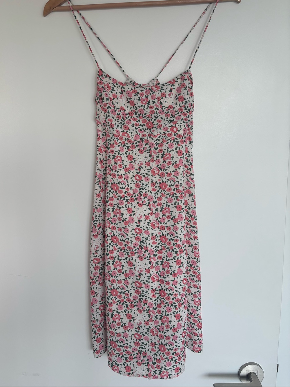 Risqué 14” PTP Floral Spaghetti Strap Mini Sundress, Pink/Cream, Size Medium